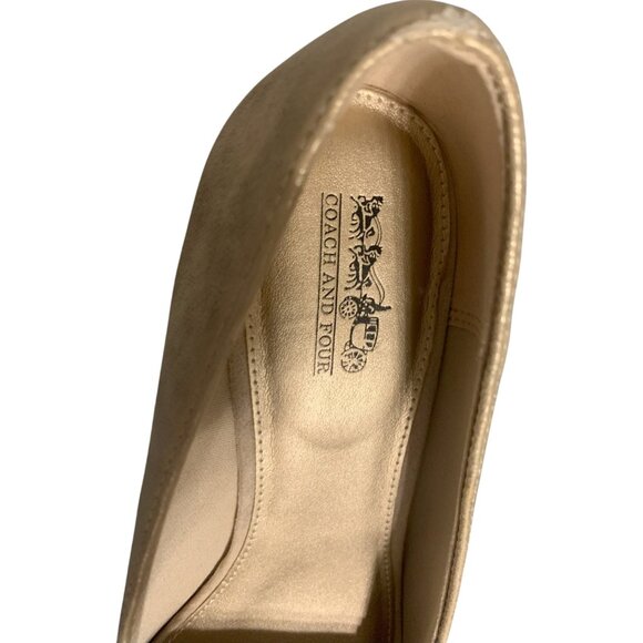 Coach and Four - Beige Formal Women's Wedges with a Gold Tint - Size 10 - Picture 5 of 5